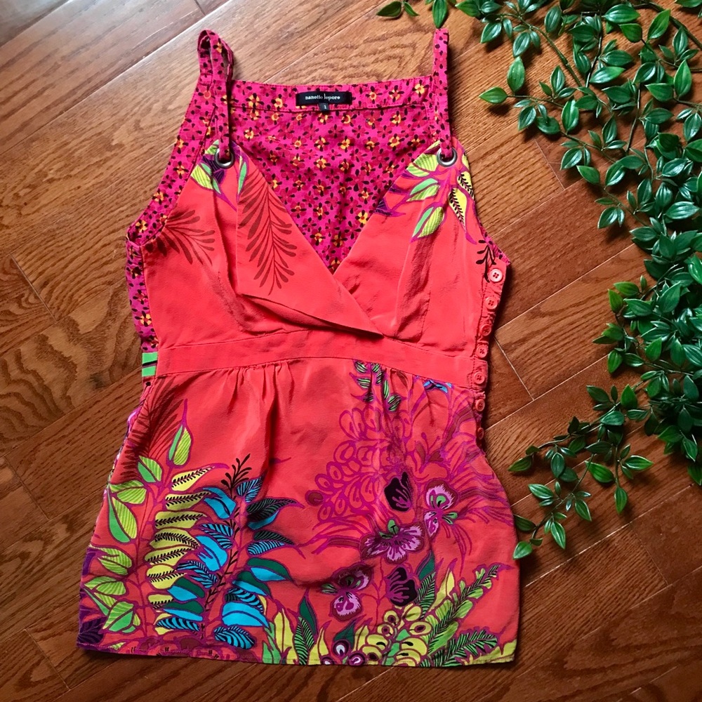 Nanette Lepore Colorful floral silk/acetate tank
